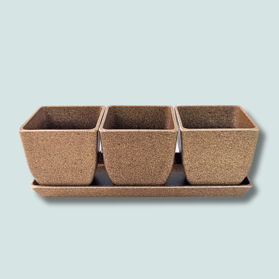 3&quot; Rice Hull Planter Trio